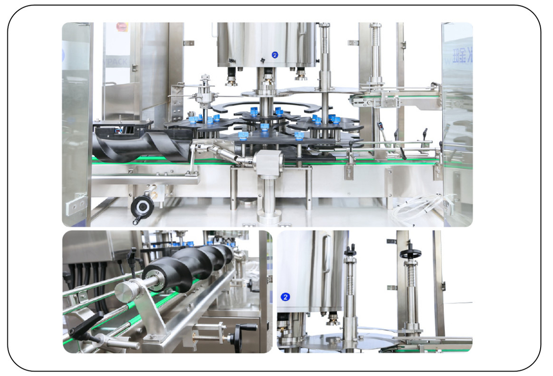 Máquina de tapón de tornillo automático rotativo controlado por PLC 8 cabeza 50ML-1000ML Max 9000 BPH